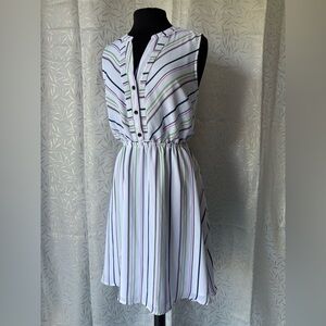 Apt. 9 White and Black Striped Midi Dress
